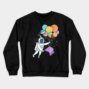 Kids Astronaut 5 Years Old Birthday Crewneck Sweatshirt